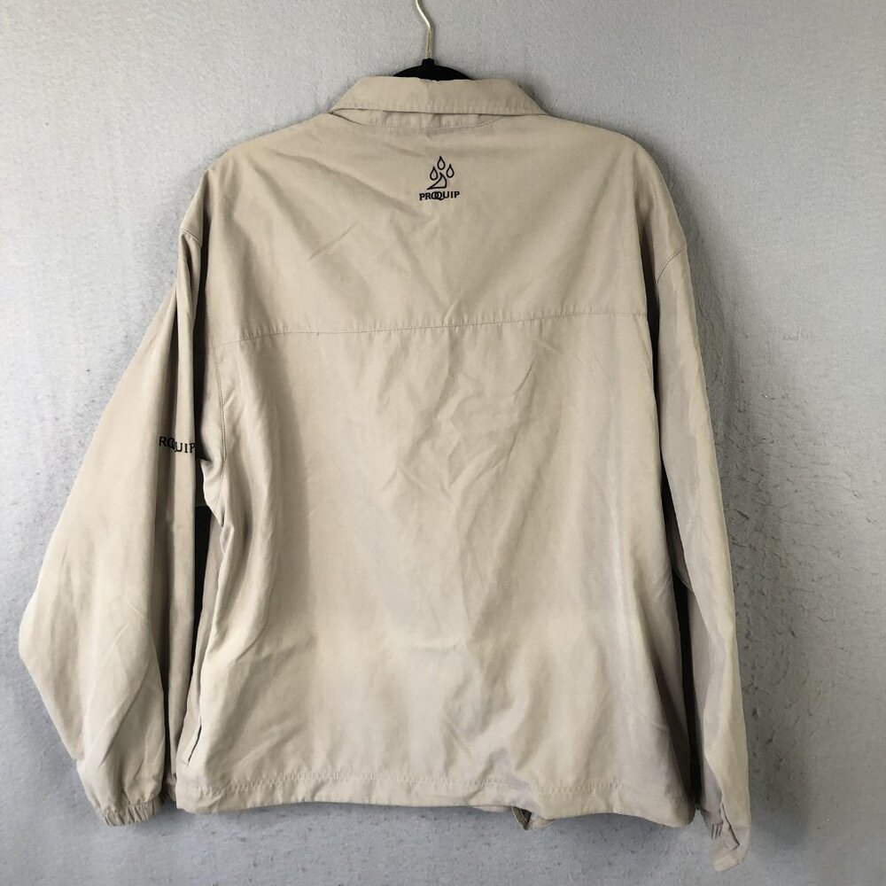 ProQuip Golf Windshirt Mens Large Khaki Windshield Quarter Zip Jacket Pullover - Picture 2 of 16